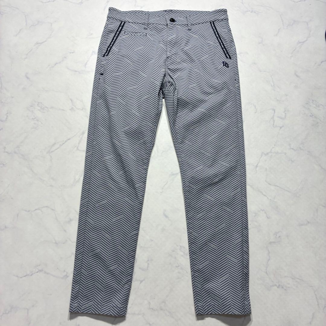 パーリーゲイツ ゴルフパンツ ヘリンボーン柄 ロゴ 総柄 グレー系 (5) L