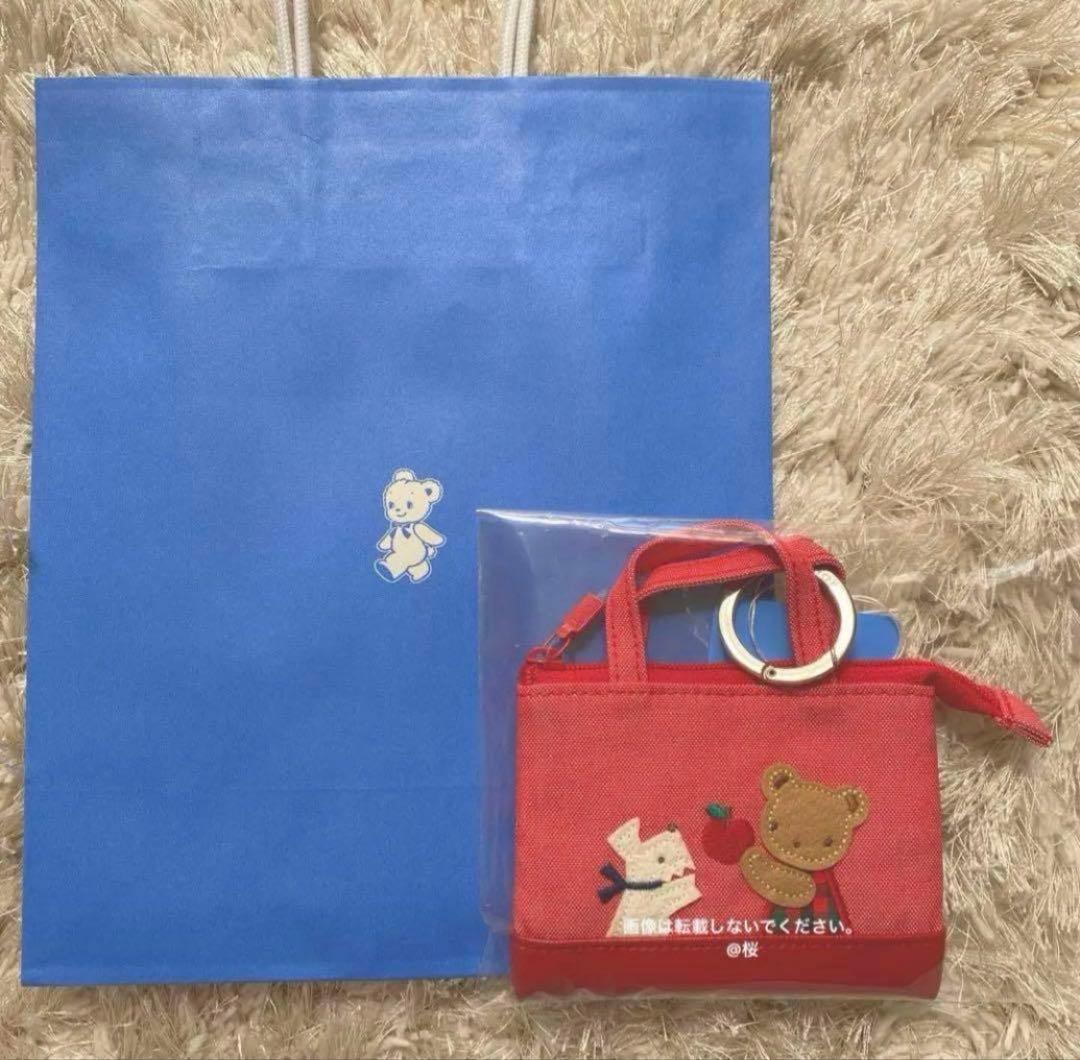 新品 ファミリア familiar ミニデニムバッグ 赤 青 2個セット