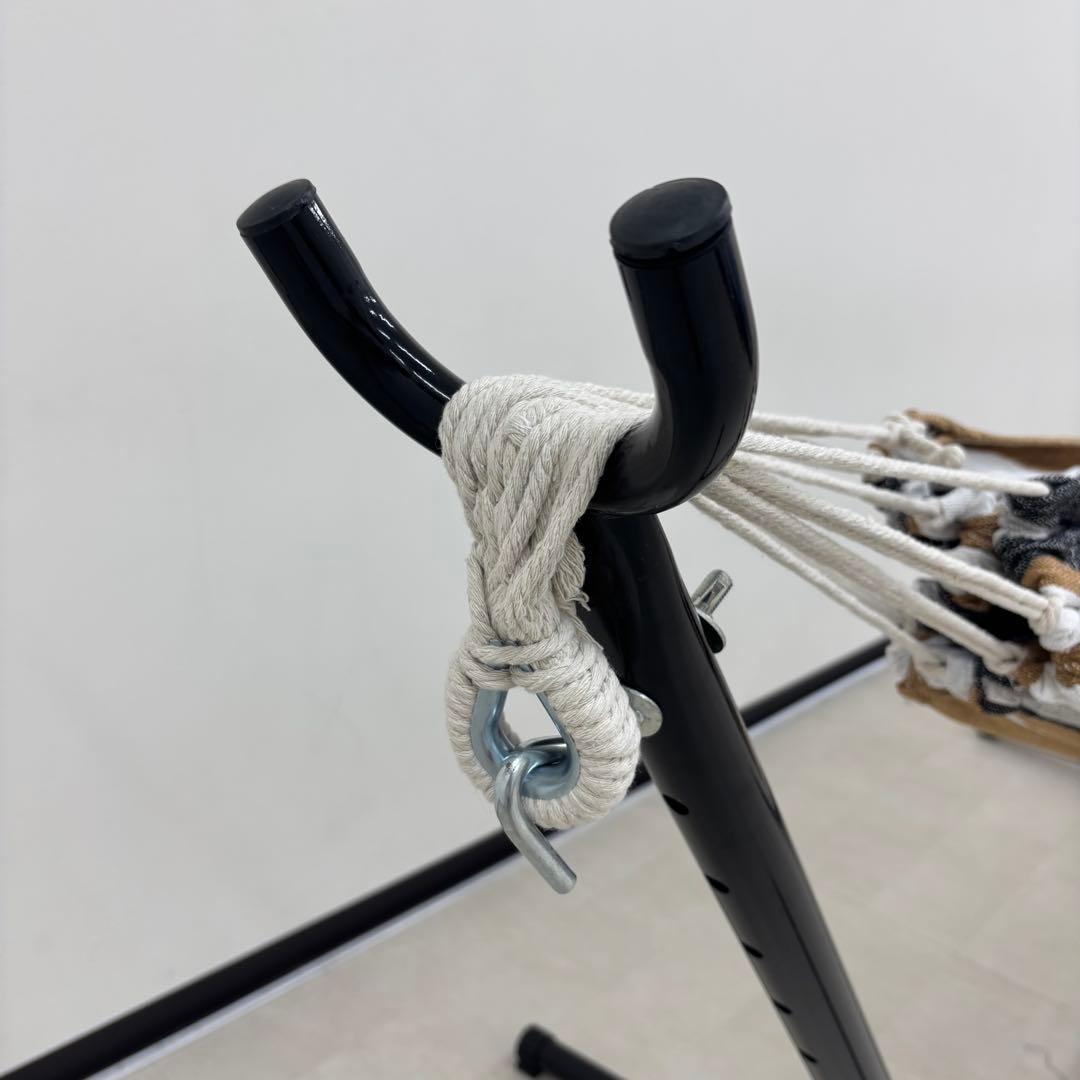 ハンモック ストライプ 自立式 折りたたみ 室内 屋外 キャンプ 収納バッグ付