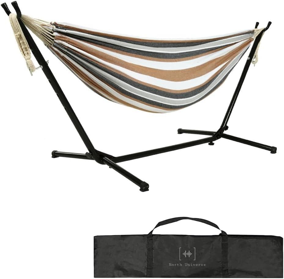ハンモック ストライプ 自立式 折りたたみ 室内 屋外 キャンプ 収納バッグ付