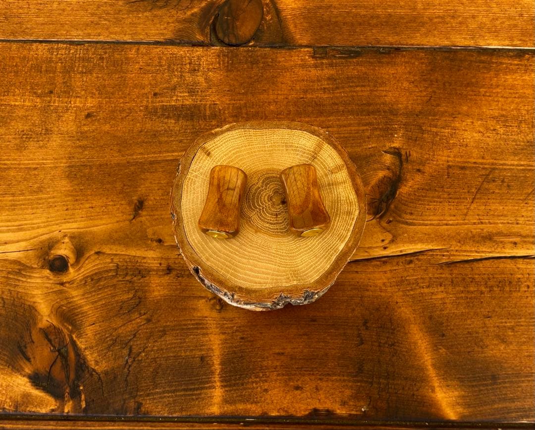 ウッドノブ　ハンドルノブ　平型　ゴールド　黄金樟の根　渓流　ダイワS シマノA