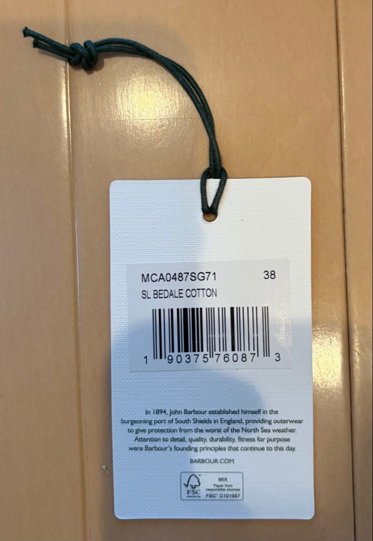 A*i様 美品　Barbour ビデイル　ノンオイル　ピーチスキン　38