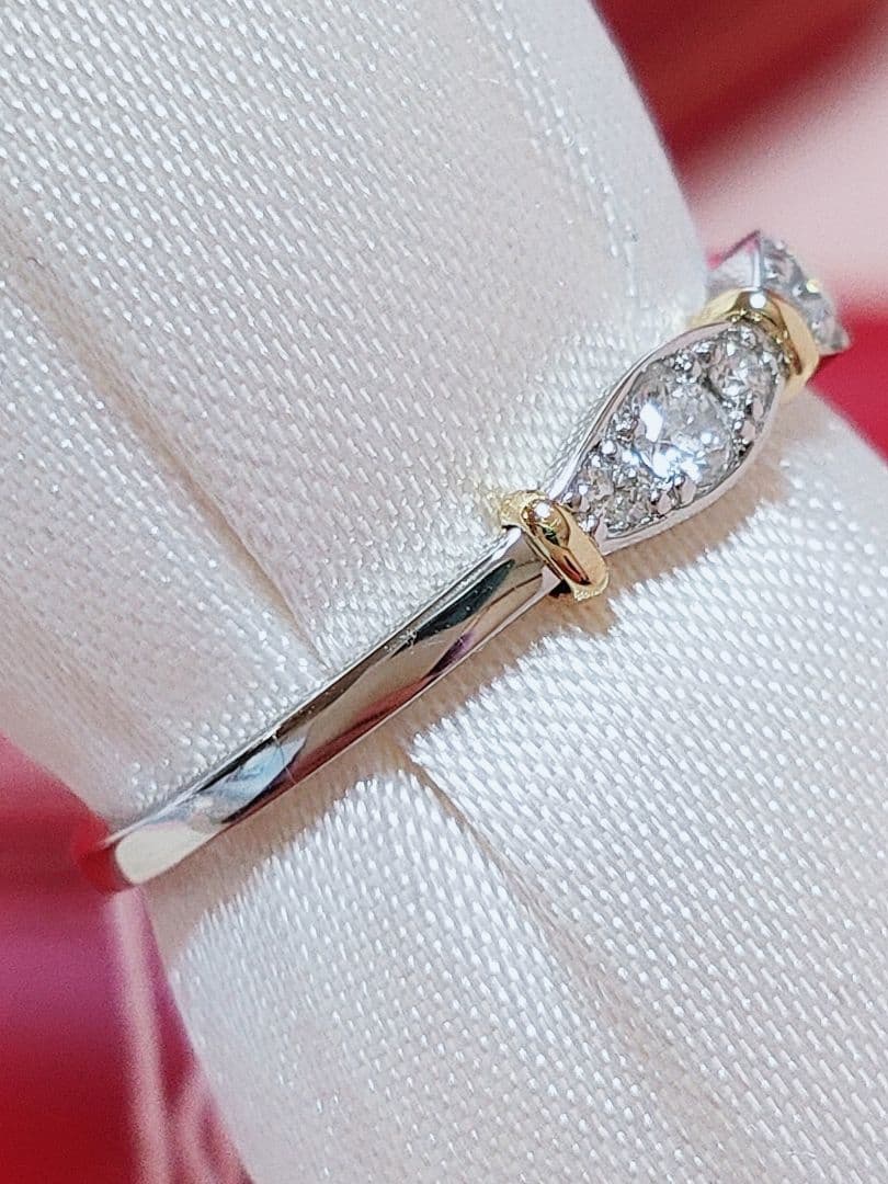 新入荷 未使用品 k18 pt950 ダイヤモンド 0.20ct リング