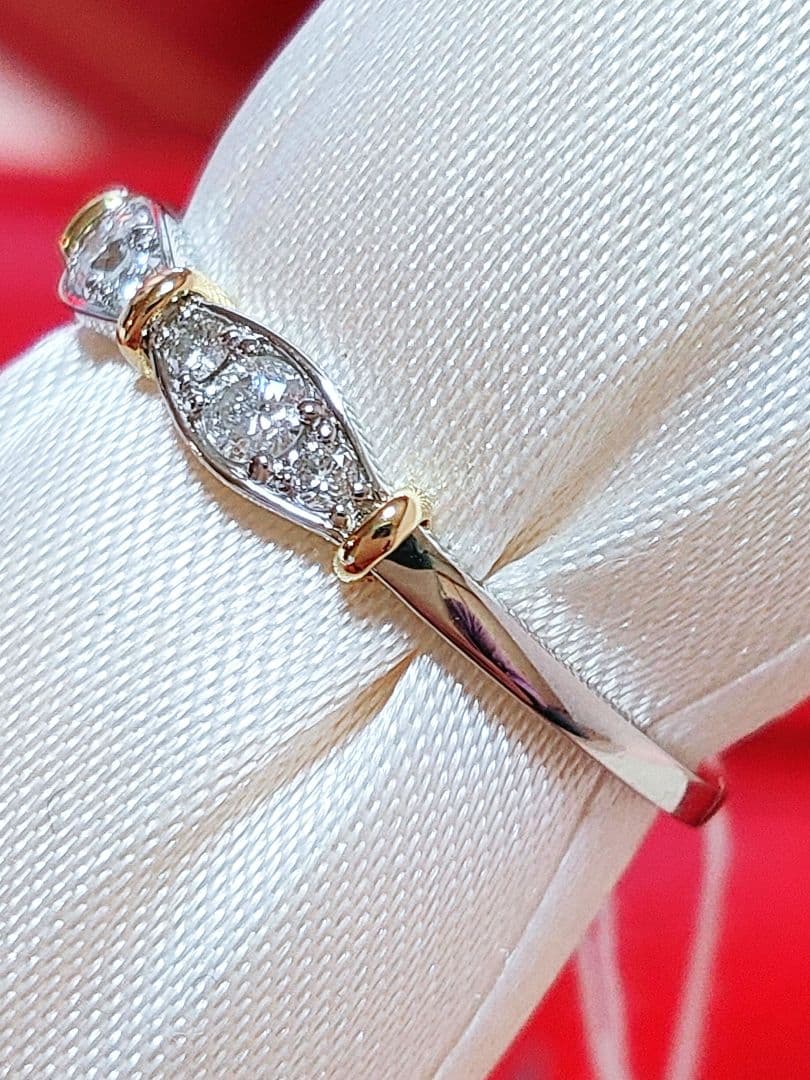 新入荷 未使用品 k18 pt950 ダイヤモンド 0.20ct リング