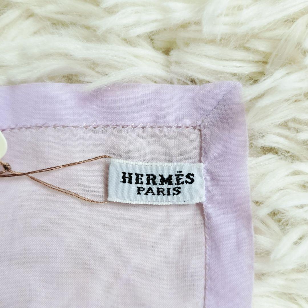 未使用品☆HERMES エルメス☆ハンカチ ラライトパープル コットン