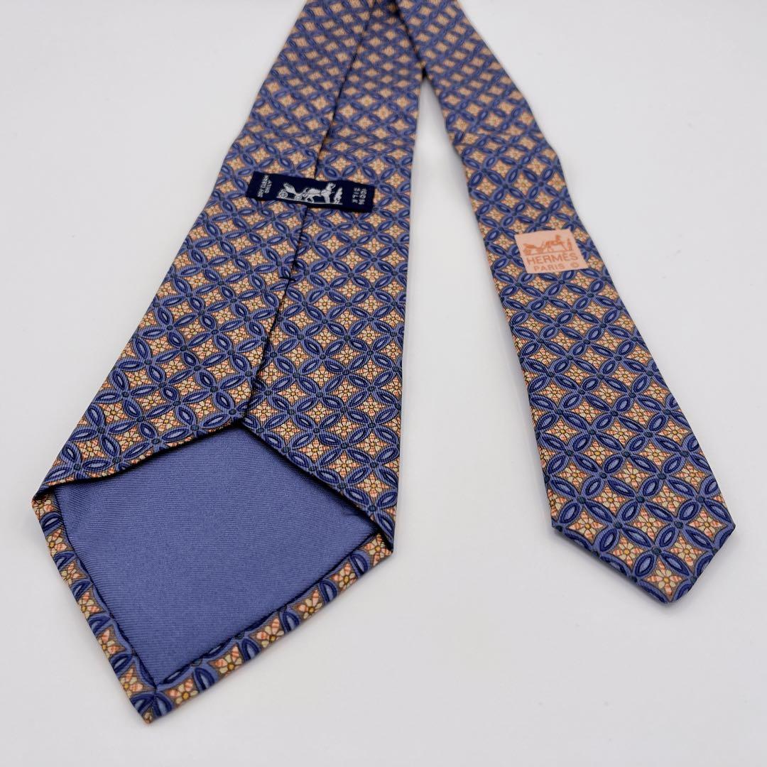 HERMES エルメス ネクタイ シルク 絹 花柄 フローラル ブルー　箱付き