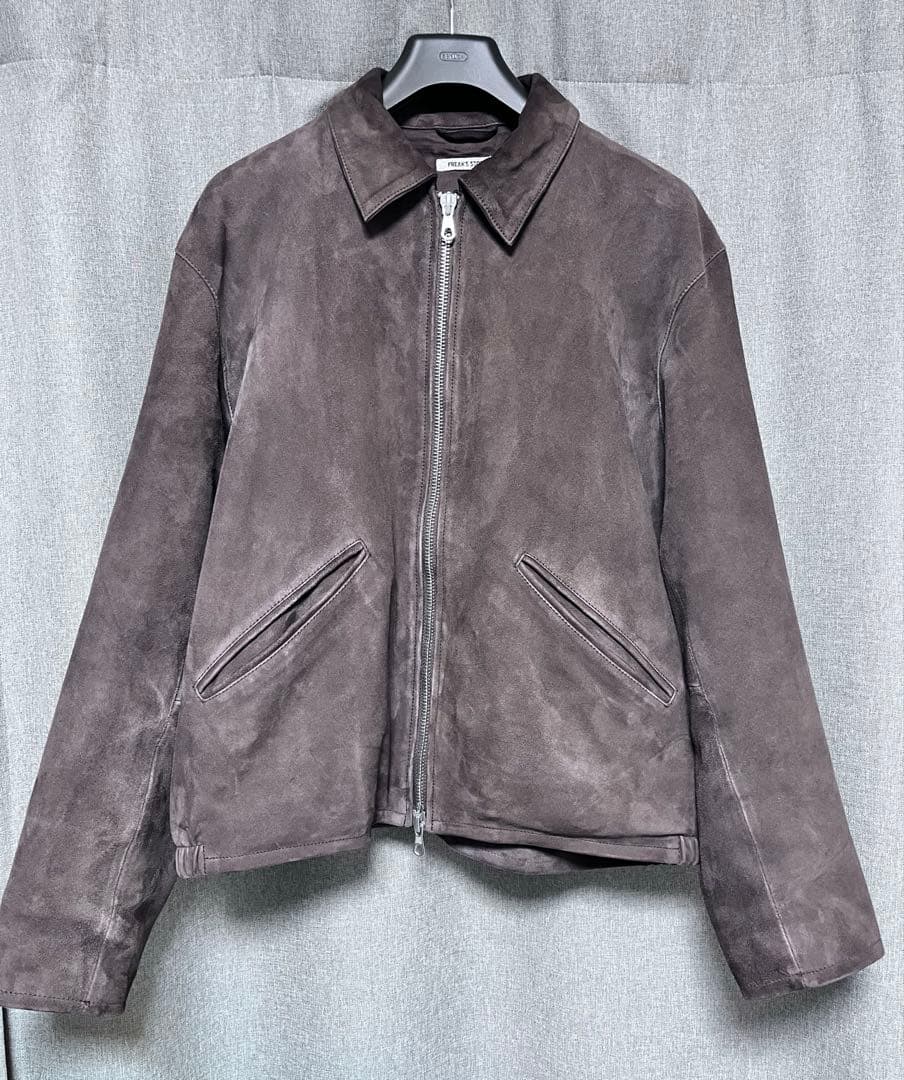 Goat Leather スエード ミニマル シングルライダース　ブラウン　L