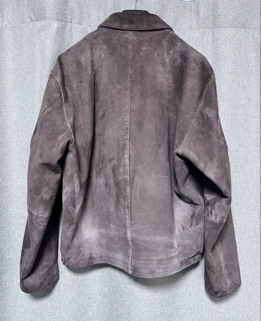 Goat Leather スエード ミニマル シングルライダース　ブラウン　L