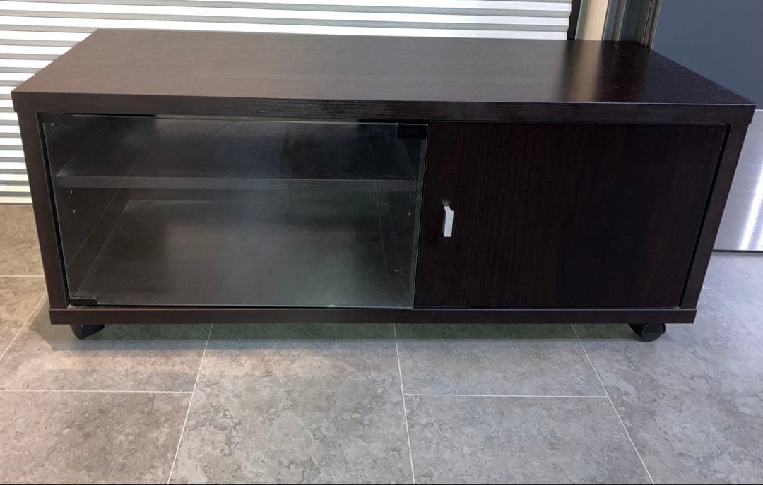 美品)ダークブラウン テレビ台 ガラス扉付き