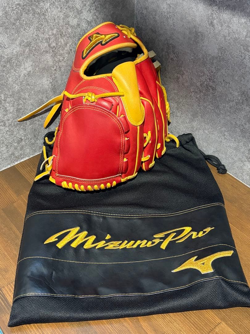 ミズノプロ　軟式オーダーグローブ レッド/イエロー