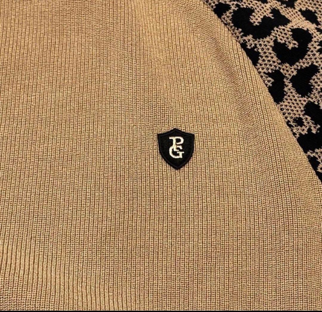 ウール混　サイズ4 レオパード柄　長袖ニット　セーター　ハイネック　秋冬　新品