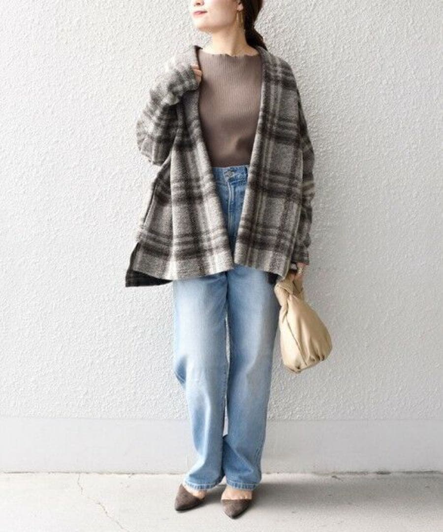 SHIPS チェック　ショートコート　羽織り