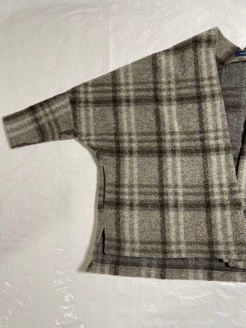 SHIPS チェック　ショートコート　羽織り