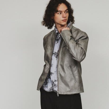 未使用級　タケオキクチ　シングルライダースジャケット　現行　グレー　XL