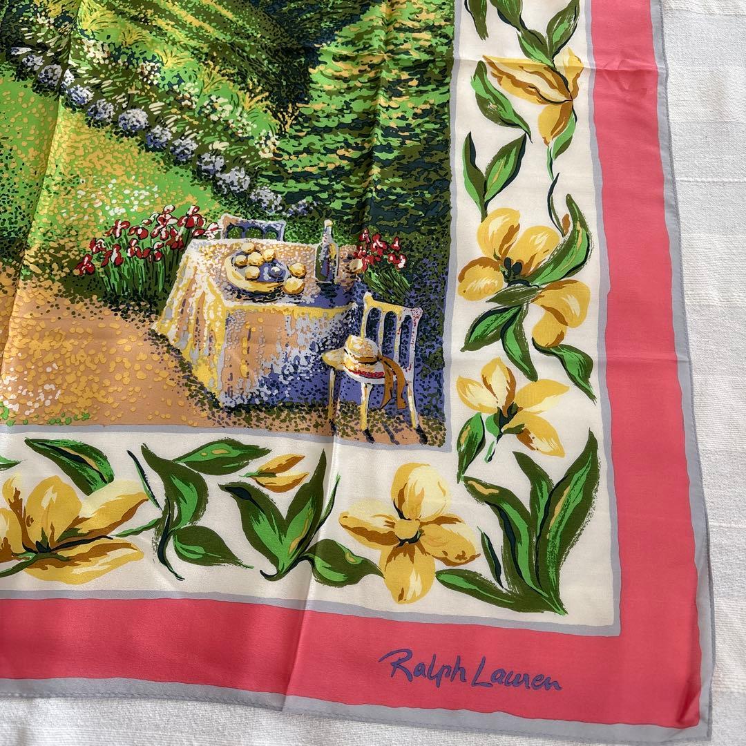 RALPH LAUREN シルク　スカーフ　風景画　ラルフローレン　絹　SILK