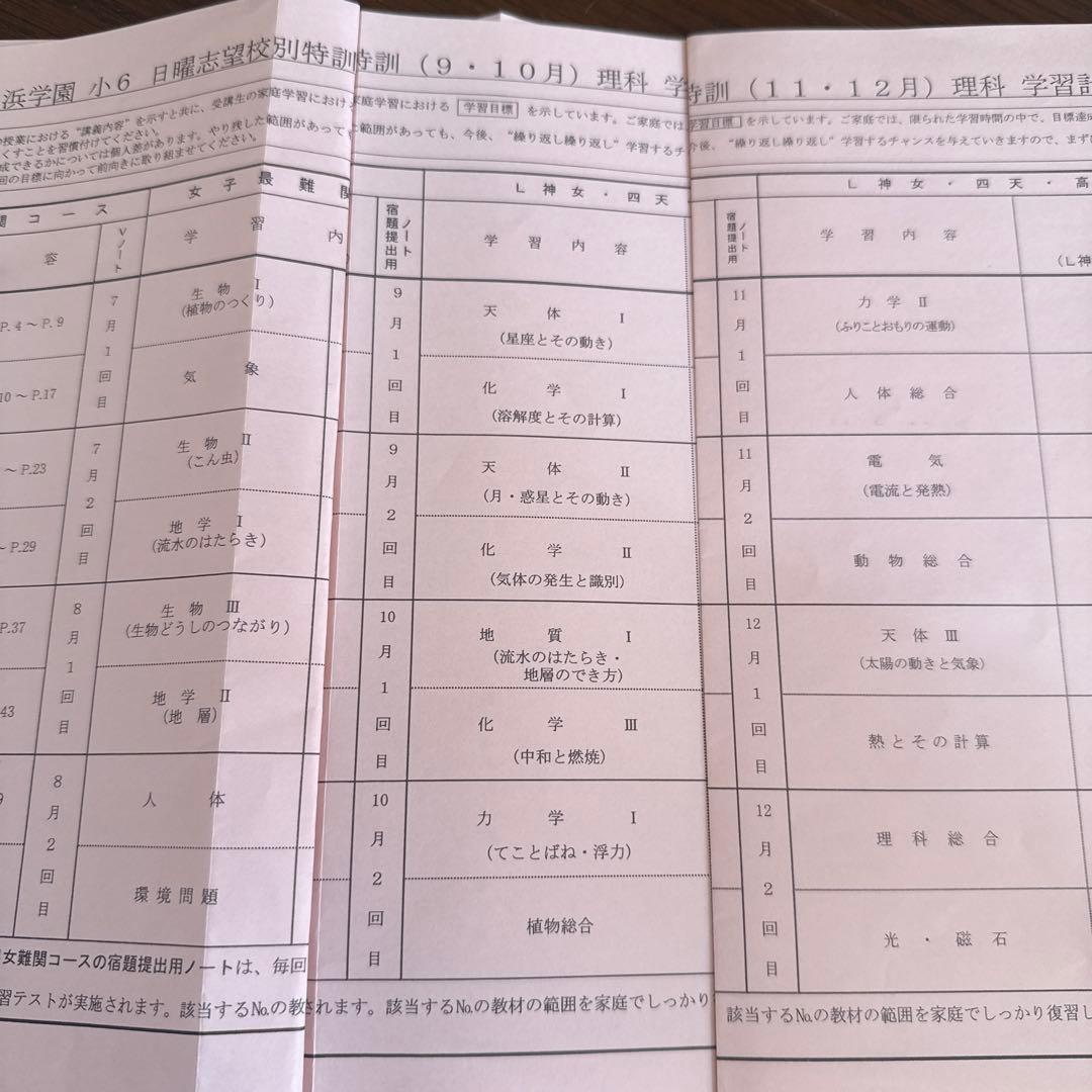 浜学園　最難関女子　日曜志望校特訓問題集 9月　10月　神女　高槻　四天王寺