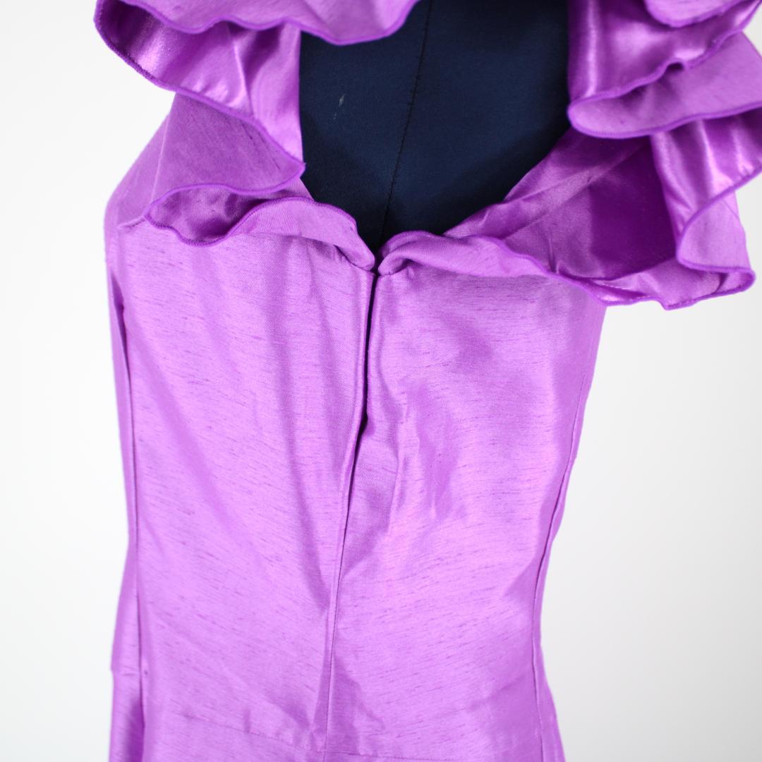 【日本製 フラダンス衣装】パープル Paondor ワンピース ドレス 紫 光沢