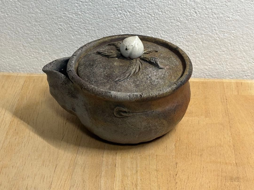 71.備前焼 宝瓶 登り窯 白桃 はくとう 桃 もも モモ 手びねり 急須