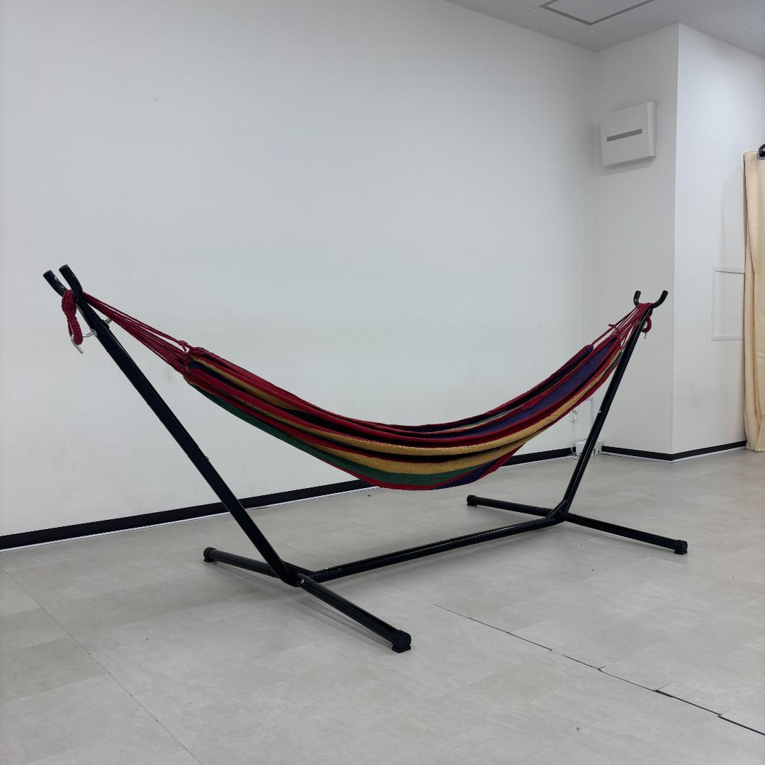 や*ま様 ハンモック ストライプ 自立式 折りたたみ 室内 屋外 キャンプ 収納