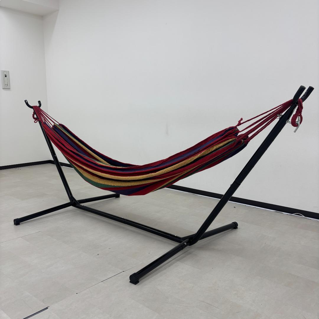 や*ま様 ハンモック ストライプ 自立式 折りたたみ 室内 屋外 キャンプ 収納
