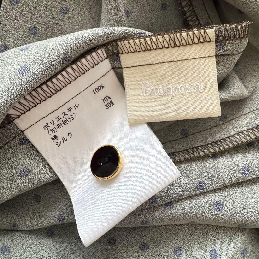 グレースコンチネンタル　ロングワンピース　シルク混　ドット　花柄　38　プリーツ