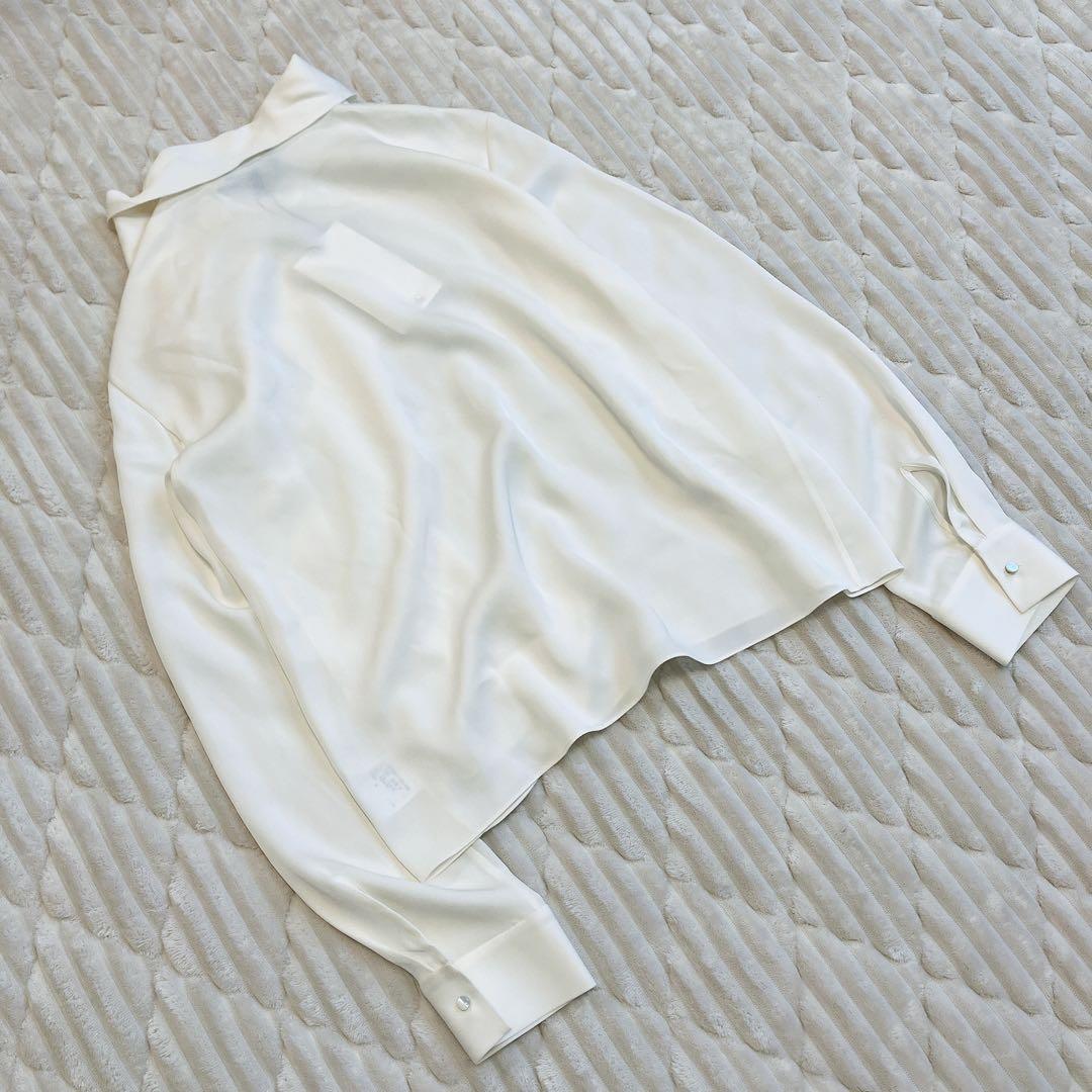 Theory 【タグ付未使用】シルク100%ボウタイブラウス 長袖 白 サイズP