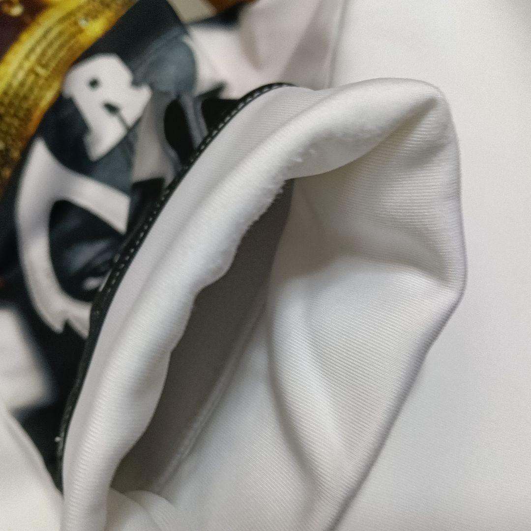 ラッセルノ 裏起毛ハイネックトレーナー 白×黒 袖ルチャマスク／SIZE:4