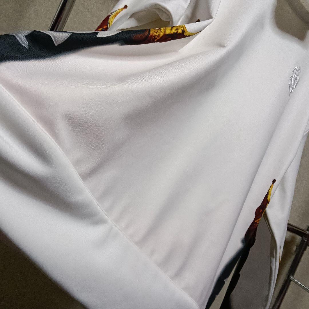 ラッセルノ 裏起毛ハイネックトレーナー 白×黒 袖ルチャマスク／SIZE:4