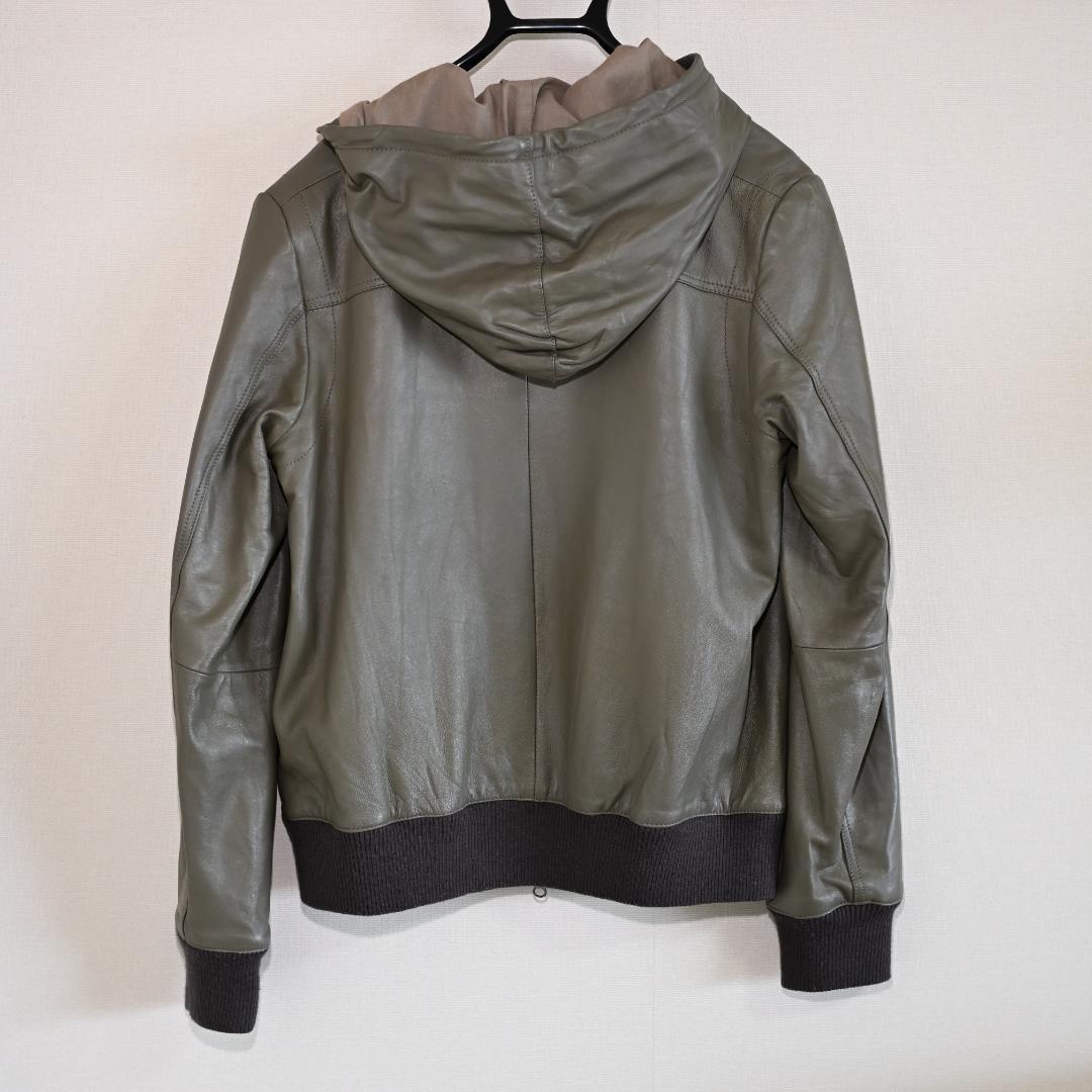 SENSUAL　FMH　レザーパーカー　オリーブ