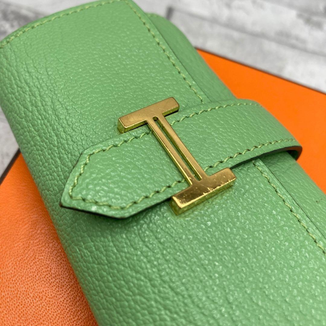 エルメス べアン キーケース4連　シェーブル　グリーン ブランド レザー　Y刻