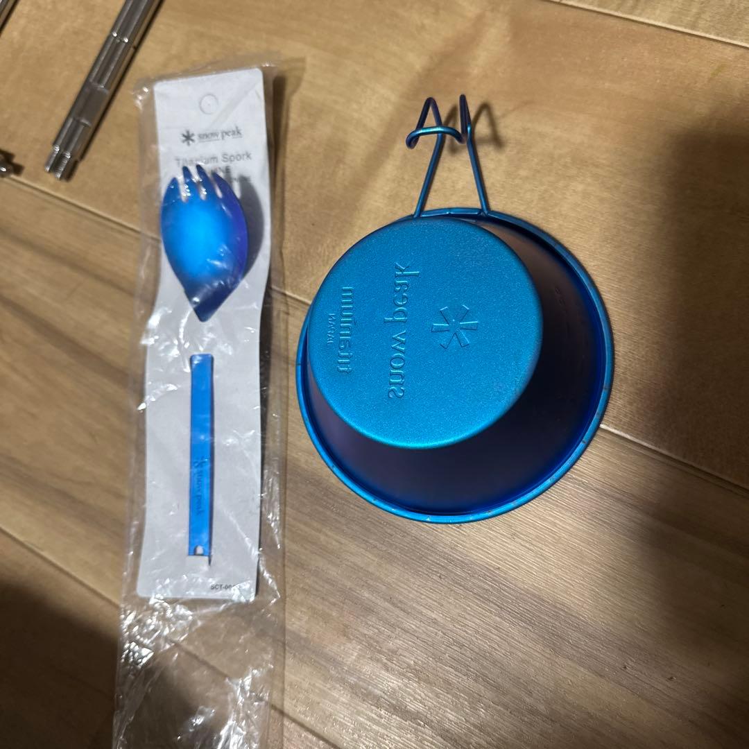 限定カラース　ノーピーク　チタンシェラカップ&先割れスプーン　ブルー