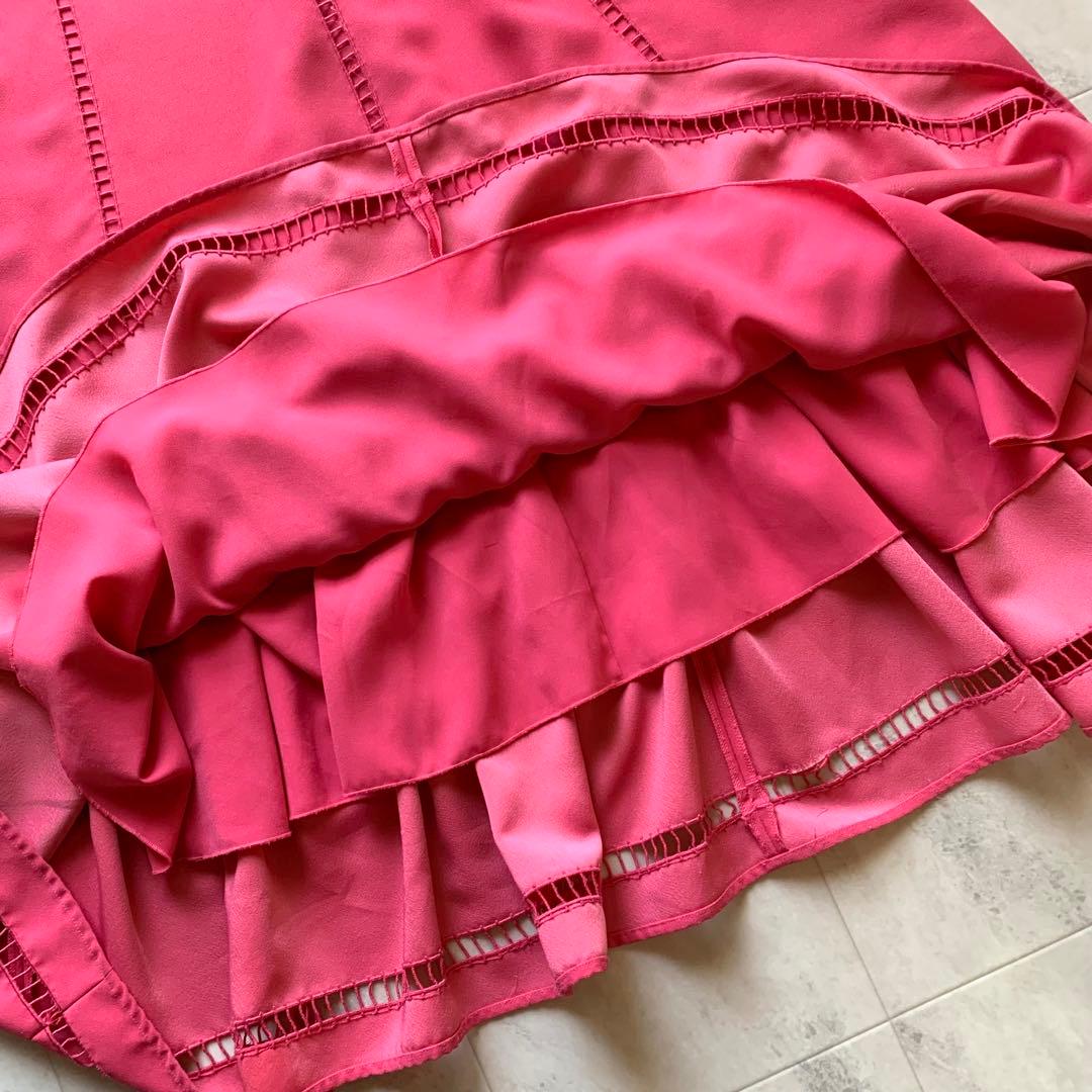 現行♡レッドヴァレンティノ マキシ丈ドレス ティアード ワンピース ピンク