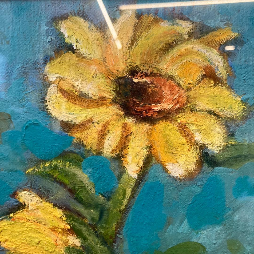 向日葵 ヒマワリ フラワー 風景画 油彩画 油絵 アート 美術 芸術 絵画 額縁