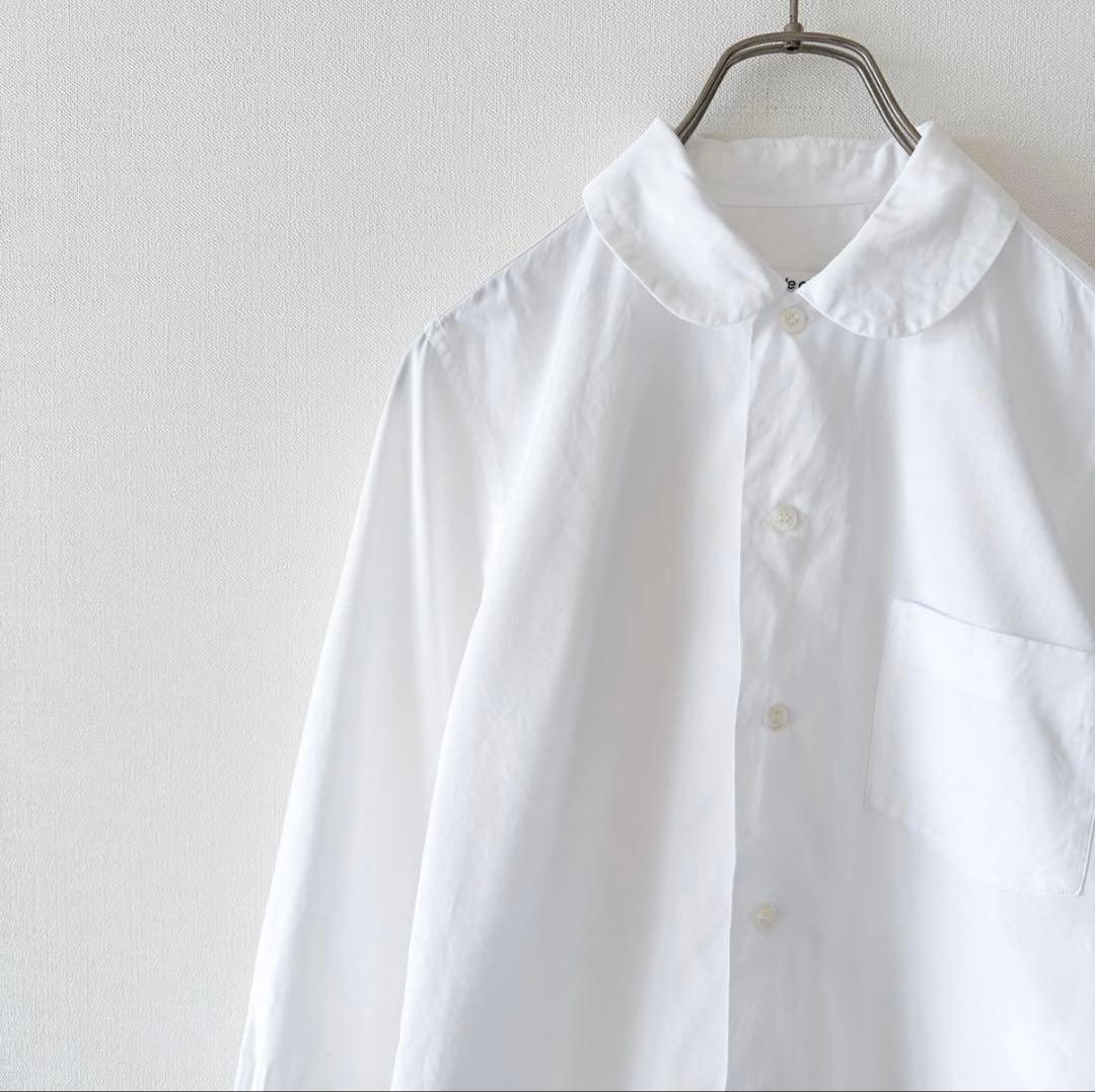 コムデギャルソン ローブドシャンブル / 丸襟 白 シャツ コットン ホワイト