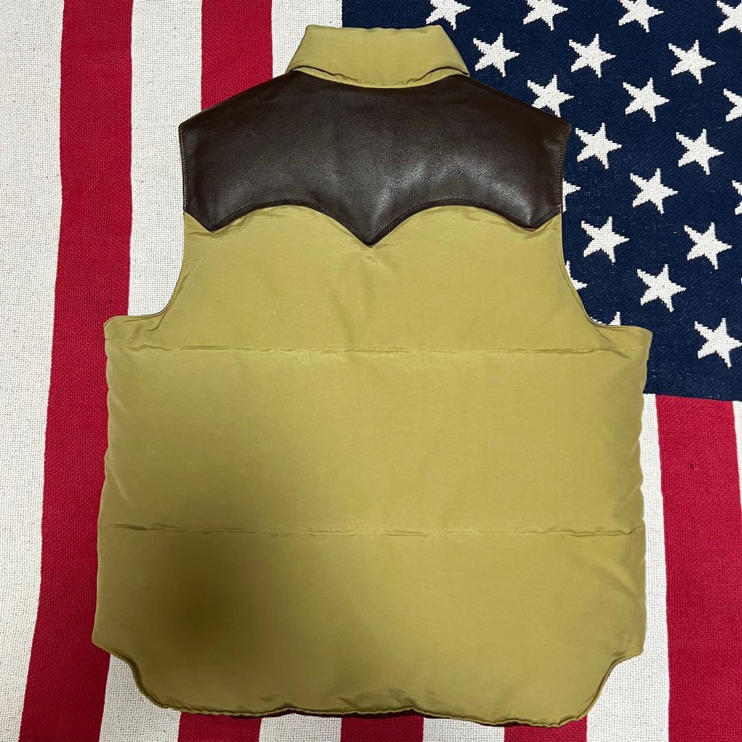 90s SUGAR CANEシュガーケーン レザーヨークダウンべスト ベージュ