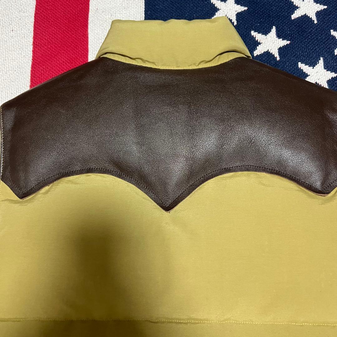 90s SUGAR CANEシュガーケーン レザーヨークダウンべスト ベージュ