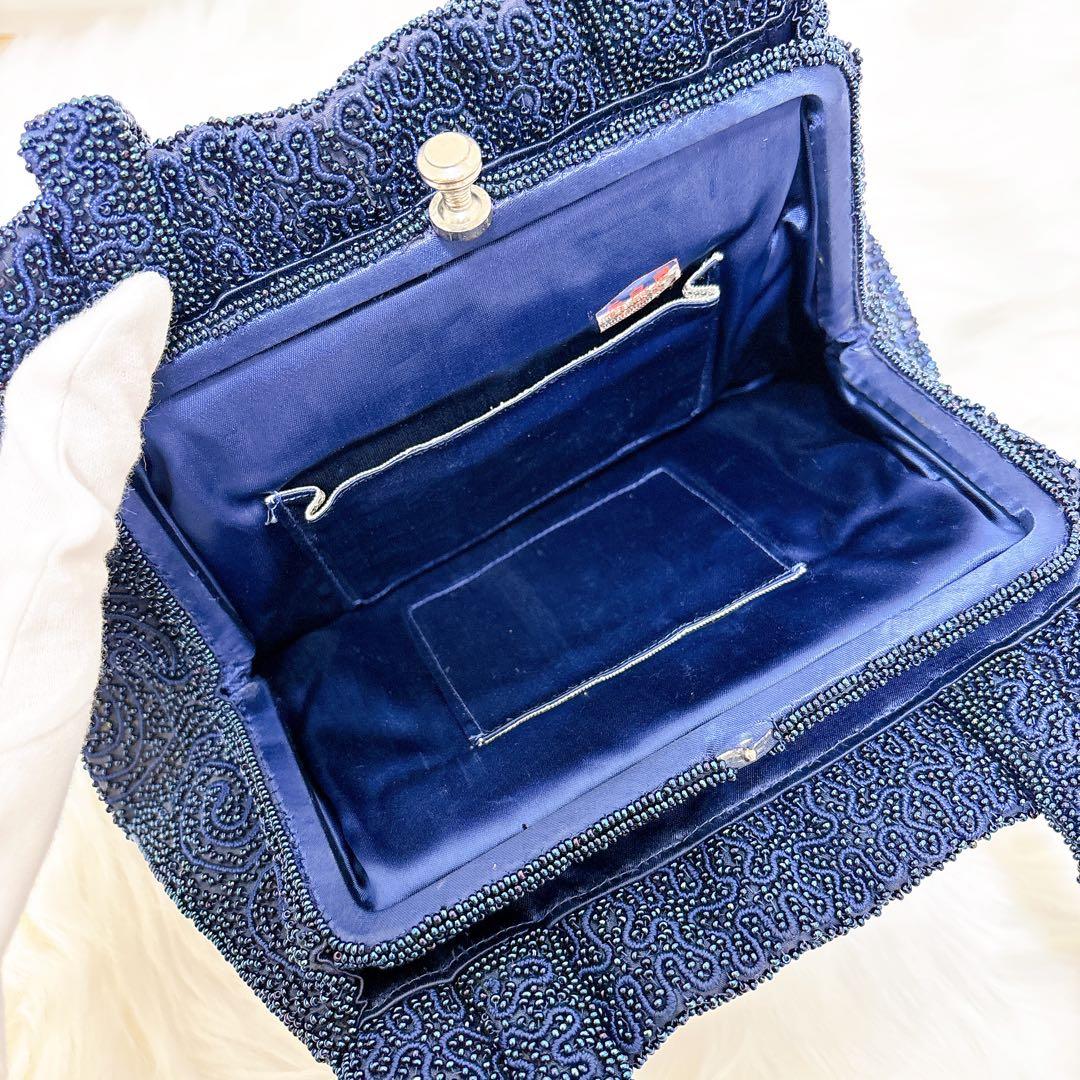 美品✨香鳥屋　ビーズバッグ　フォーマル　昭和レトロ　がま口　和装　ヴィンテージ