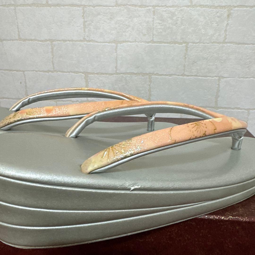 草履バッグセット Lサイズ 三枚芯 エナメル 桜 大きいサイズ