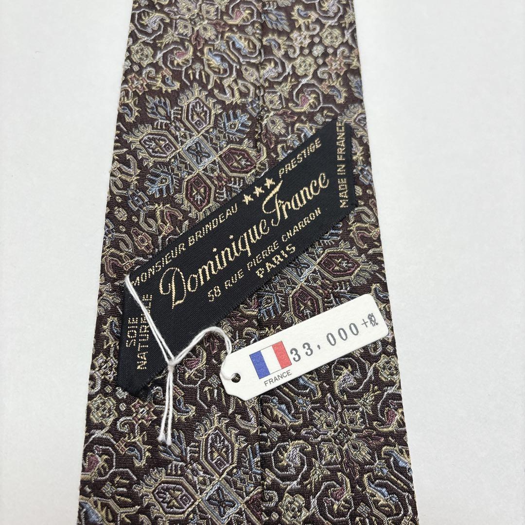 ドミニクフランス ネクタイ シルク 結晶 クリスタル ブラウン 未使用品