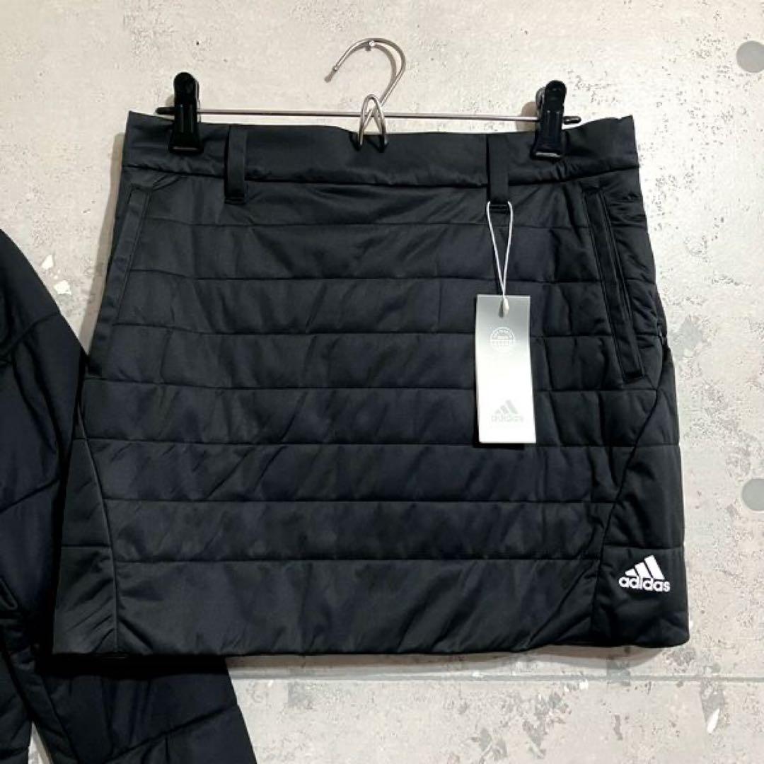 新品 レディースS adidasゴルフキルティング中綿ジャケット&スカート 黒