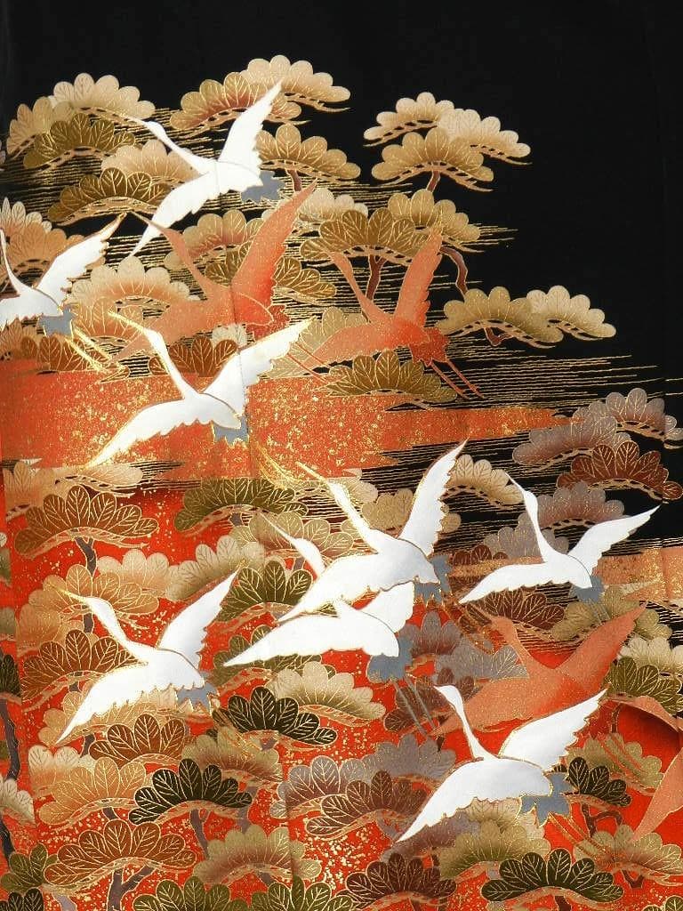 留袖　ワンピース　ドレス　フレアー袖　手書き友禅染　正絹　496　夢ちりめん