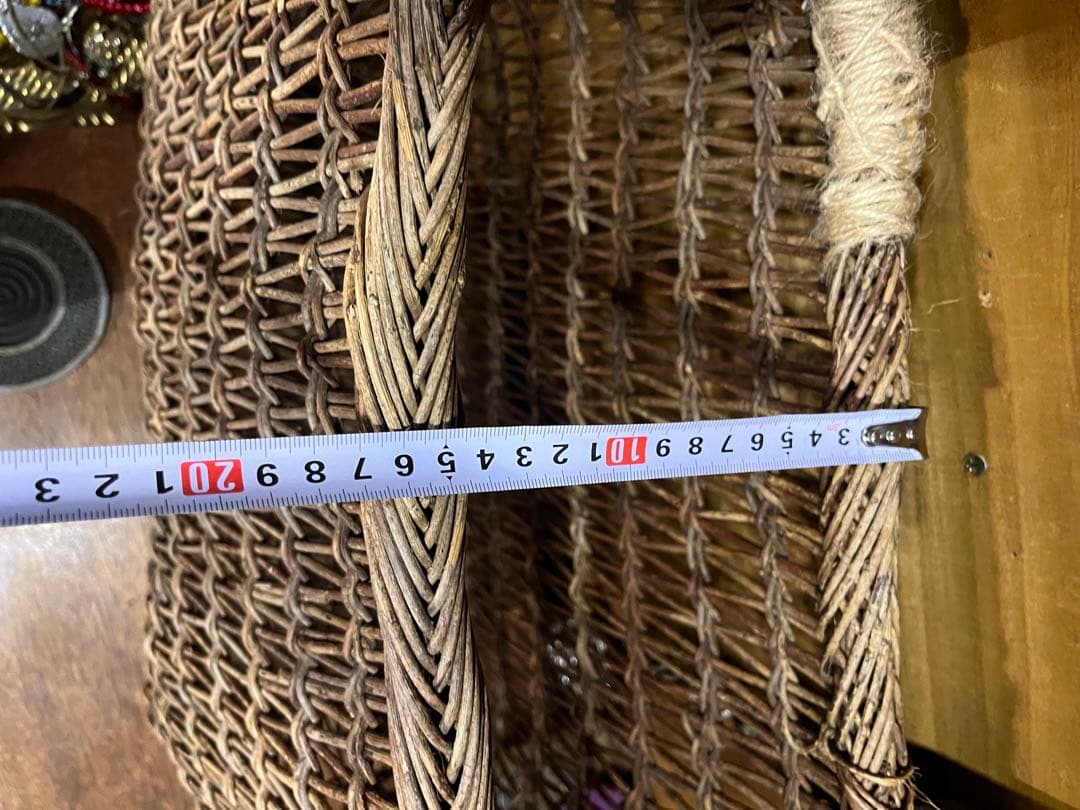 ヴィンテージ　アケビ蔓鉄製持ち手バック　特大