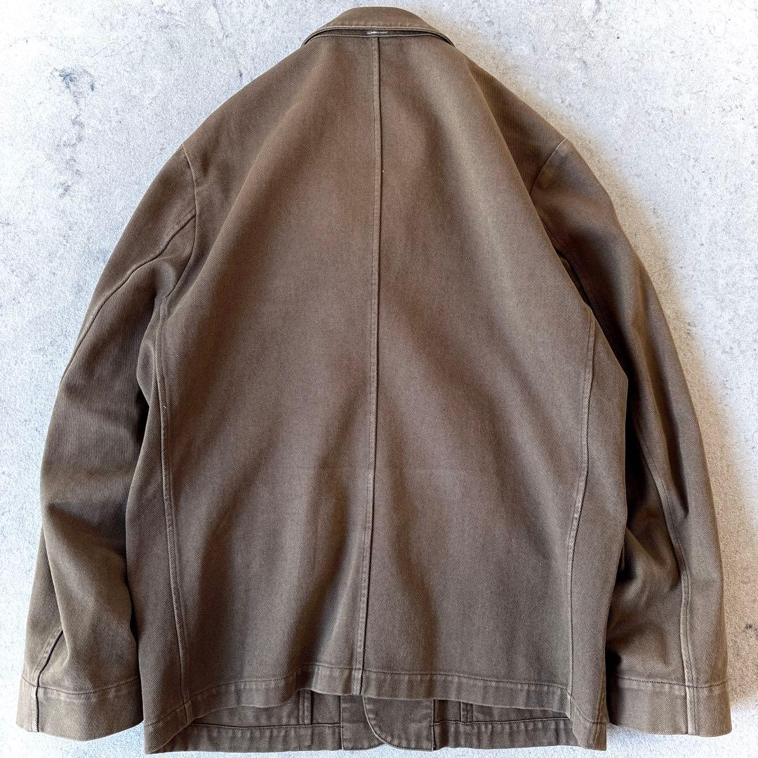 MHL. 日本製 Mサイズ コットン3つボタン ワークジャケット 茶フェード感