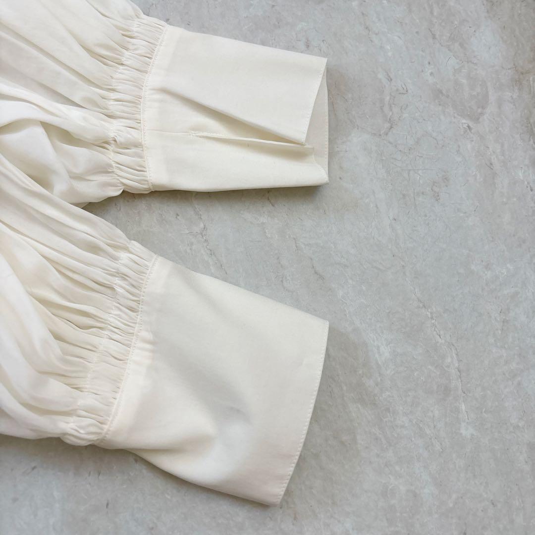 LE PHIL ルフィル トリアセオーガンジー ギャザーブラウス コットンシャツ