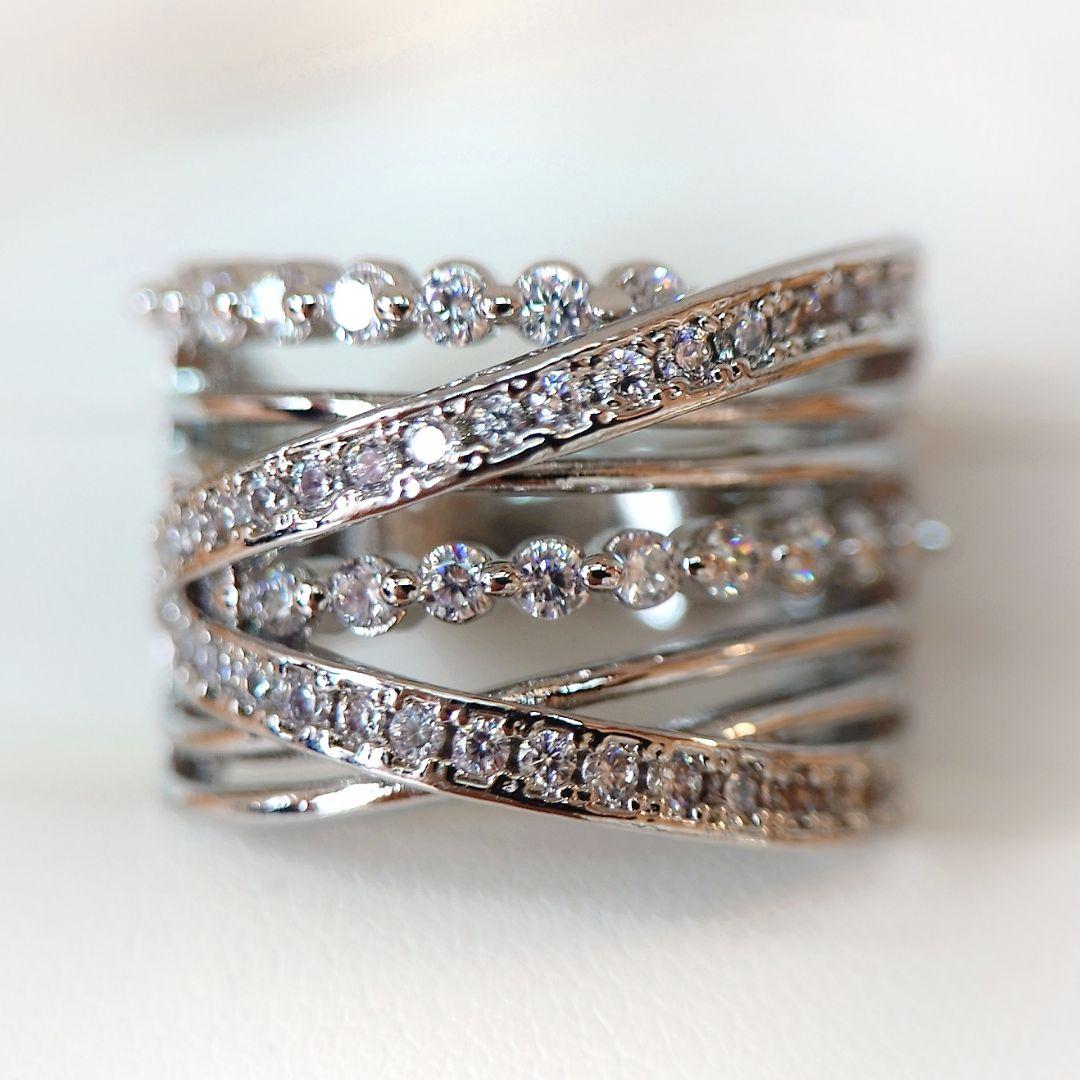 2232 高級 sona ダイヤモンド リング ワイド シルバー 粒 限定