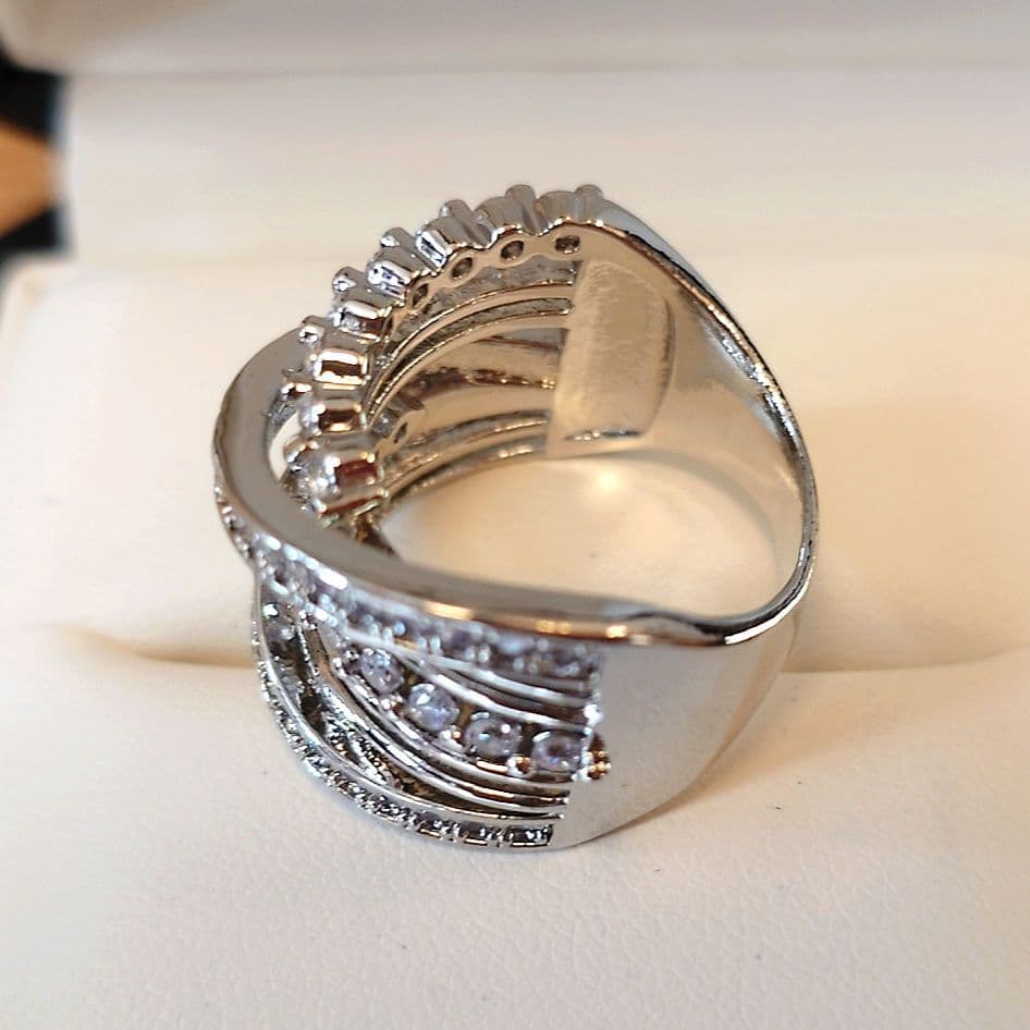 2232 高級 sona ダイヤモンド リング ワイド シルバー 粒 限定