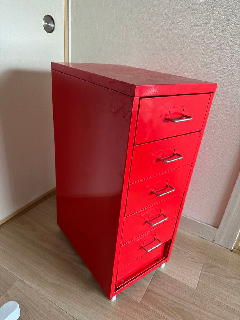IKEA HELMER ヘルメル 引き出しユニット キャスター付き レッド