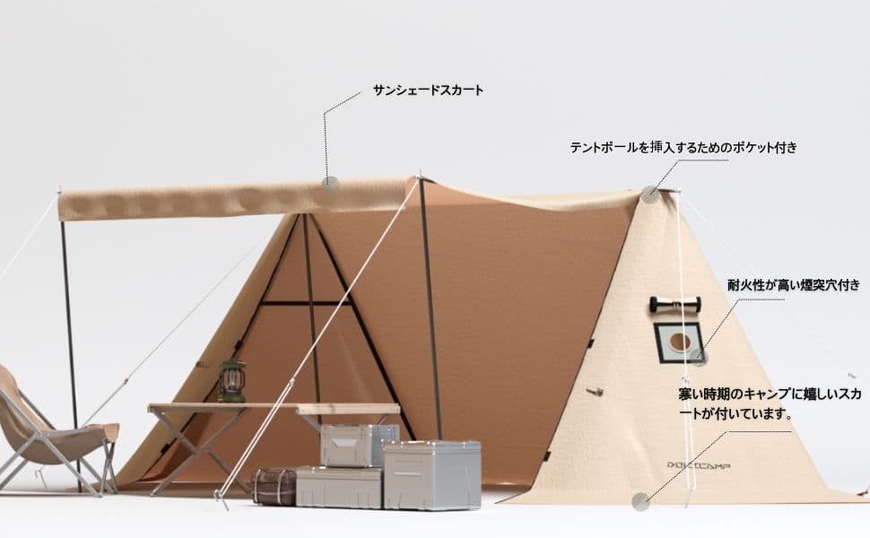 DOKICAMP TCパップテント 軍幕 メッシュインナー付き