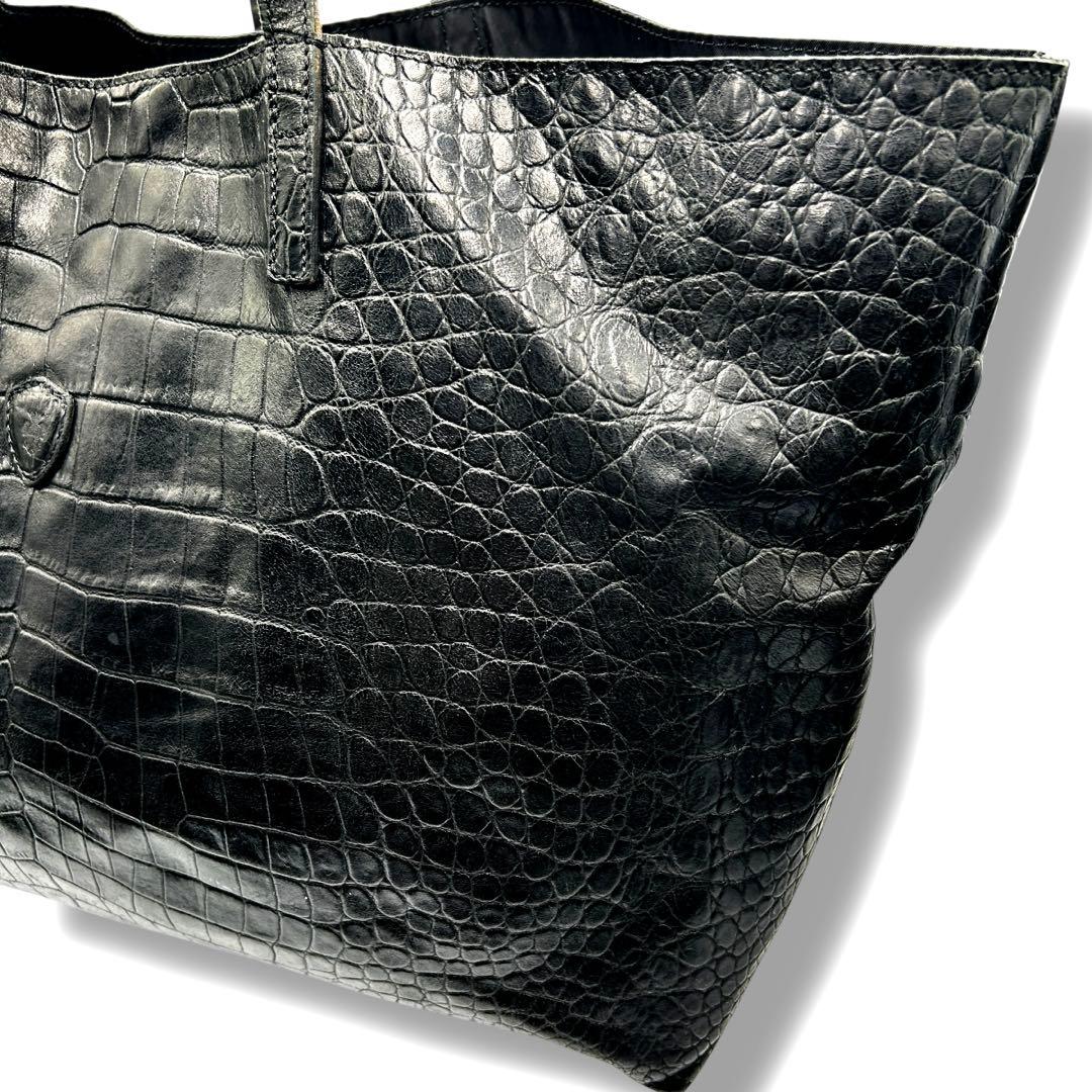 【フェリージ】トートバッグ レザー クロコ型押し BLACK 10-45