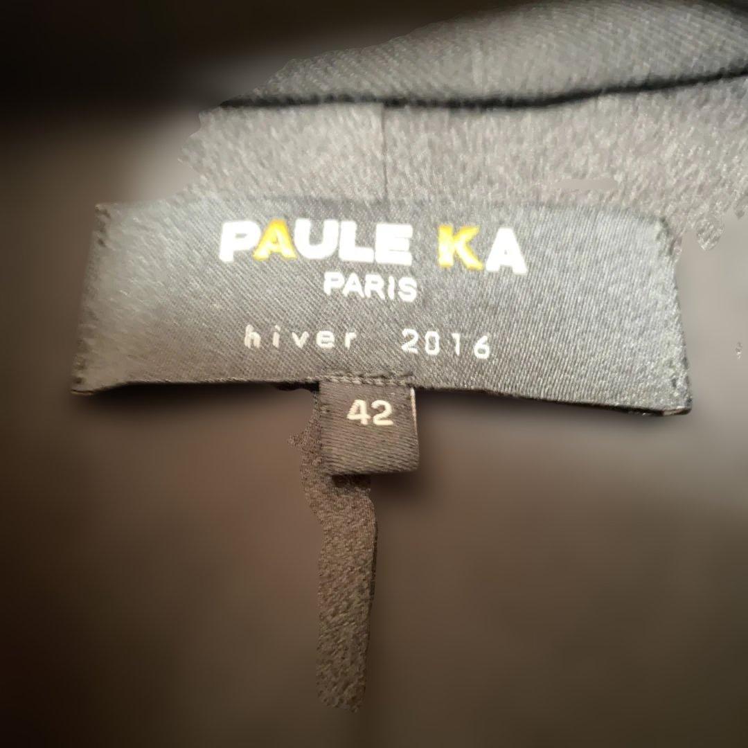 ポールカ　黒ケープ付きコート　42サイズ